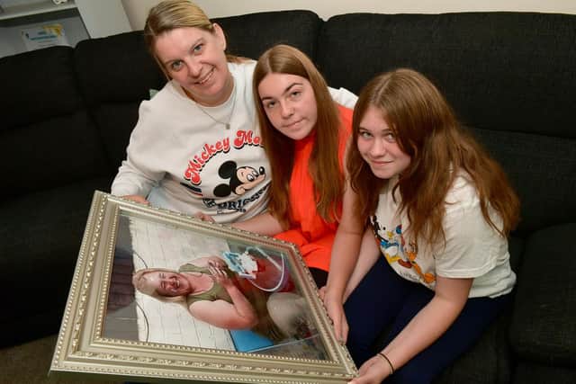Susan Capindale with her daughter Charlotte and niece Sarah Clark, 14