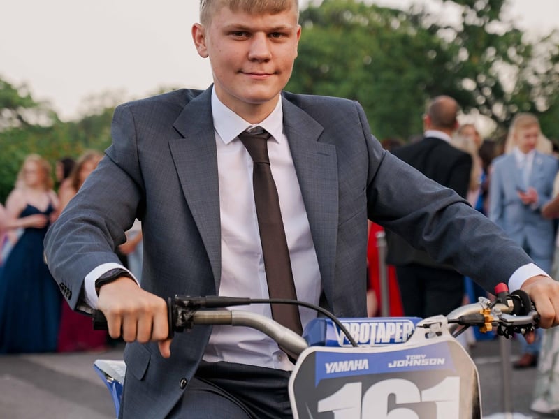 Arrival on two wheels too at the Louth Academy Prom event.