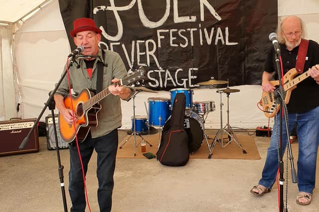 Gallery: Thank Folk for the Ivy Festival. Blues Busters Duo played some Sunday afternoon blues and bass player known in Grantham as 'JC' reported that it was the first time he had been back to The Ivy in Sleaford for 50 years, having played a gig upstairs all those years ago. Photo: John Gill