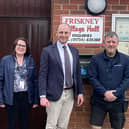 Openreach engineers with Wendy Sycamore (centre left) and Matt Warman MP (centre right)