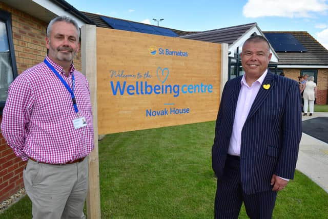 Professor Sir Jonathan Van-Tam with Chief Executive Chris Wheway at the new Novak House wellbeing hub in Boston.