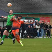 Ryan Rushton on the ball for Sleaford Town first team on Saturday.
