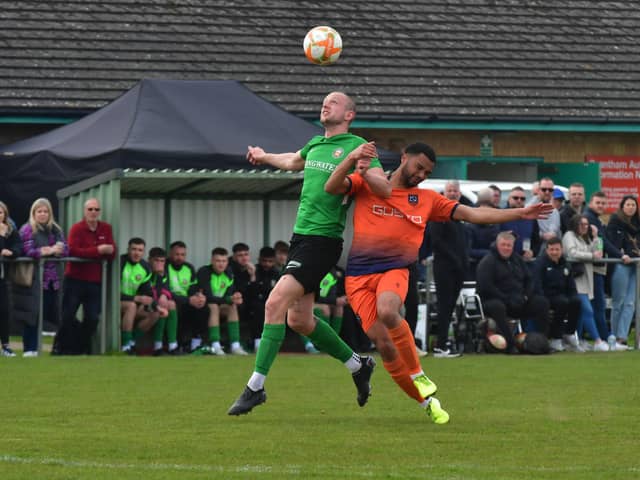 Ryan Rushton on the ball for Sleaford Town first team on Saturday.