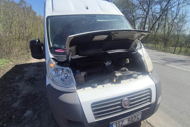 It's the end of the road for Ian's van, which breaks down close to the frontline in Ukraine.