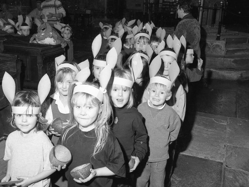 Pupils dressed as little donkeys for from Staniland Primary School's nativity production in 1997.