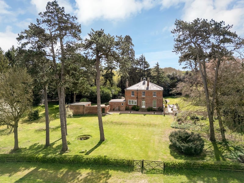 The rear of the home.