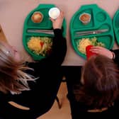 Pupils enjoying school dinners