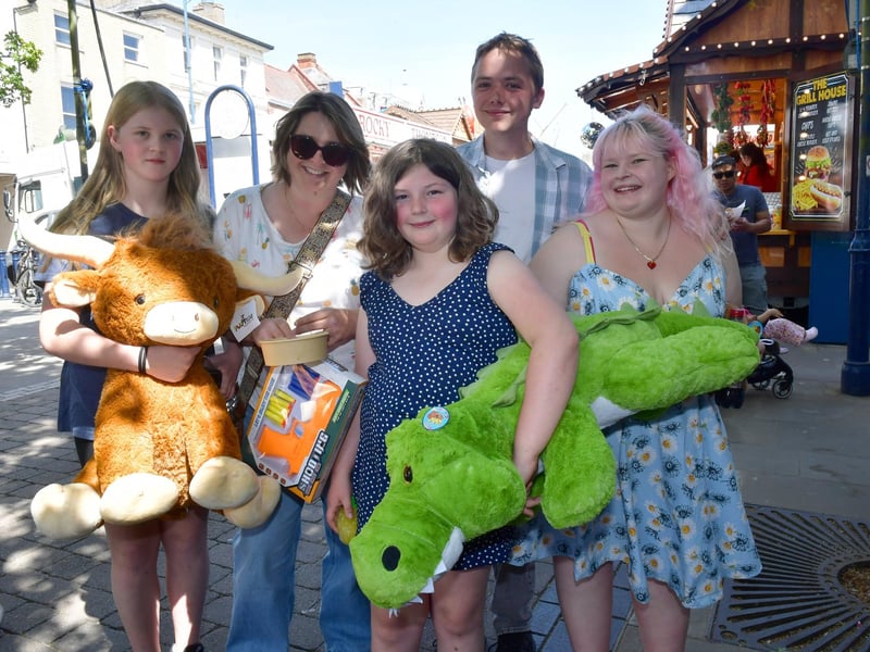 Pictured (from left) Poppy Wrixon 12, Ro Wrixon, Elsie Wrixon, 10, with Alex and Cat Fulcher, of Coningsby.