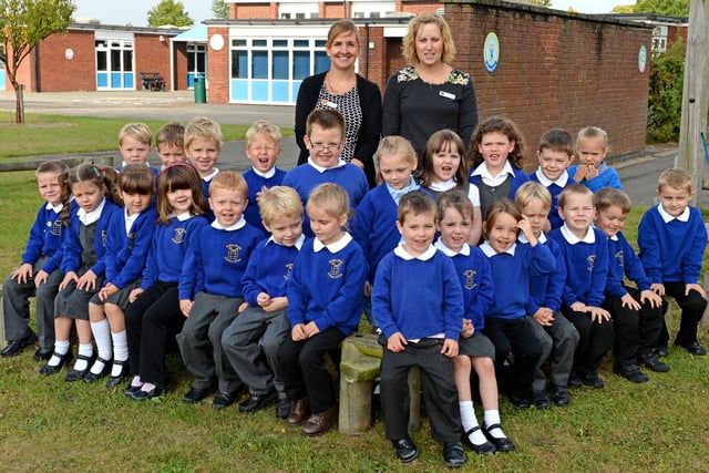Mrs Smith's class at Tattershall Primary School with teaching assistant Mrs Halgate.