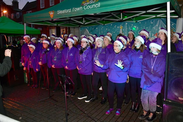 Lincolnshire Vocal Academy performing in Sleaford Market Place