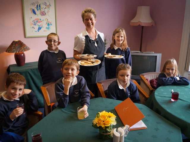 Children from the Harriers Class at Market Rasen Primary School at Jossals, in Queen Street, learning about what is involved in running a cafe.