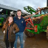 Best decorated tractor winner Charles Tagg and Imogen Vickers of Candlesby. Photo: David Dawson