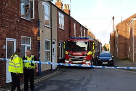 The police cordon in Pulvertoft Lane on Friday evening.