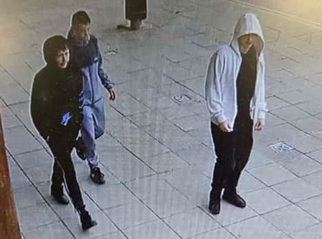 Police are hoping to speak to these three people after a boy was assaulted and robbed in Louth. Photo: Lincs Police
