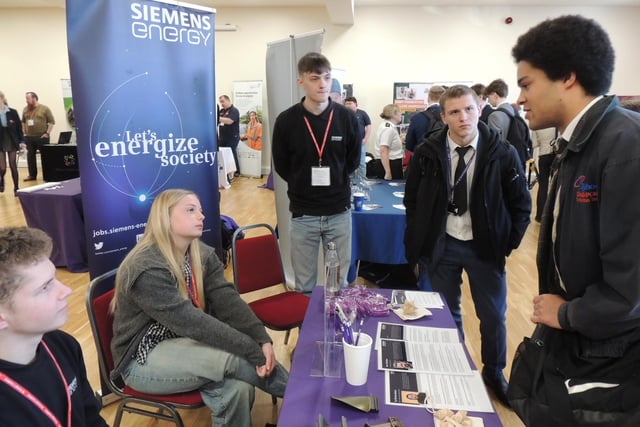 L-R - Leo Chapman, Lizzie Still and Haydn Kay of Siemens Energy, based at Lincoln fielded a lot of interested students during the day. Haydn is an ex-student from St George's Ruskington campus.