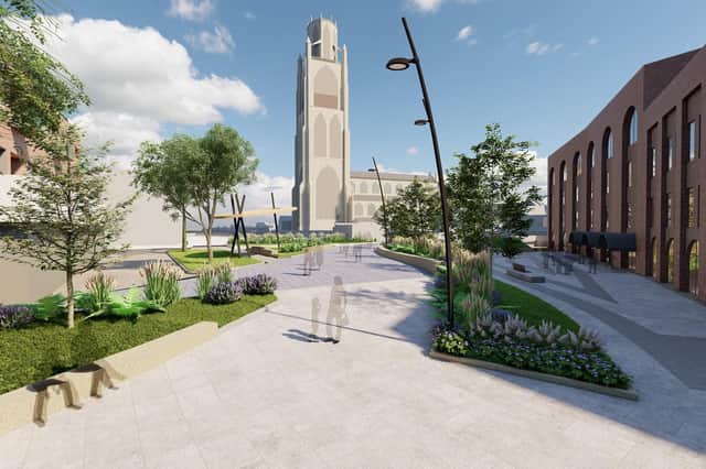 How the old run-down brownfield site between the footbridge, former Job Centre and vacant B&M Store could look after it has been transformed.