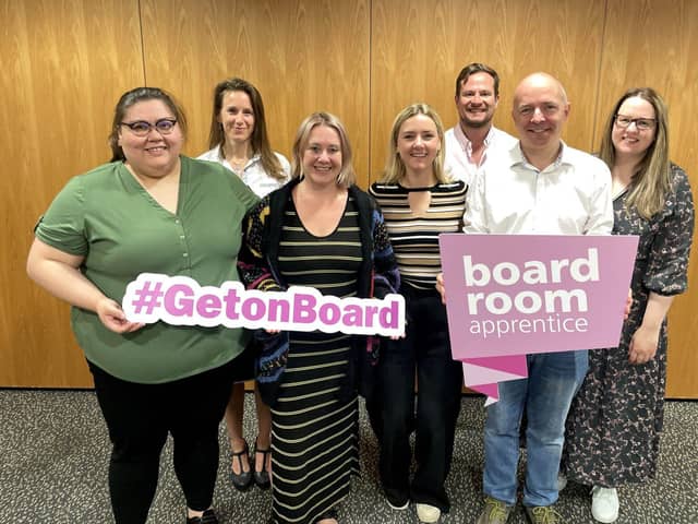 (L-R) Jennifer McMahon, Veronika Toth, Becky Reid, Lou Welham, Fred Sworder, Rodrigo Voss, Nicola Ch
