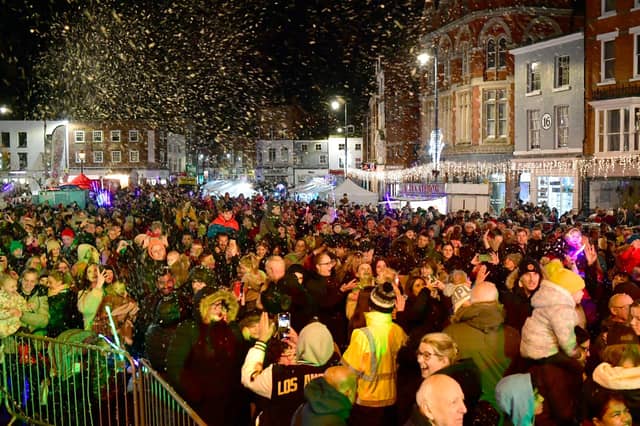 Smiles from the crowd as the Christmas lights are officially switched on in Boston.