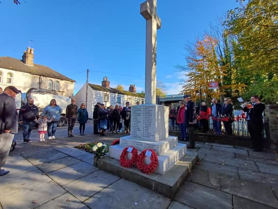 Around 40 people gathered at the war memorial