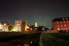 The Nothern Lights over Boston taken by DDM Aerial Photography.