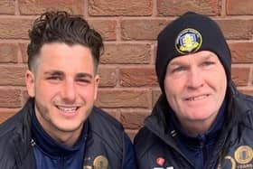 Declan Howe with Gainsborough Trinity manager Russ Wilcox.