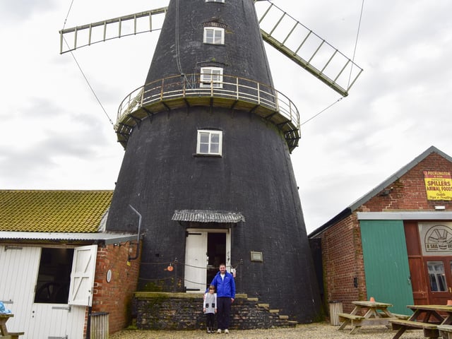 Isabella Oldrey 6 and dad Joe Oldrey, from Heckington, joined in the Halloween weekend fun at the mill. Photo: Holly Parkinson