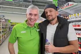 Asda's Stephen Bromby with Peter Andre