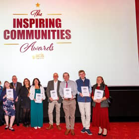 Inspiring Communities Award winners with Acis Group chief executive Greg Bacon and Evolution and Impact manager Kizzy Helgesen