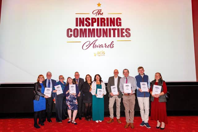 Inspiring Communities Award winners with Acis Group chief executive Greg Bacon and Evolution and Impact manager Kizzy Helgesen