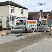 Kirton High Street, dug up.