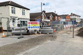 Kirton High Street, dug up.