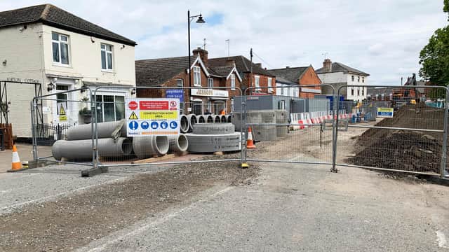 Kirton High Street, dug up.