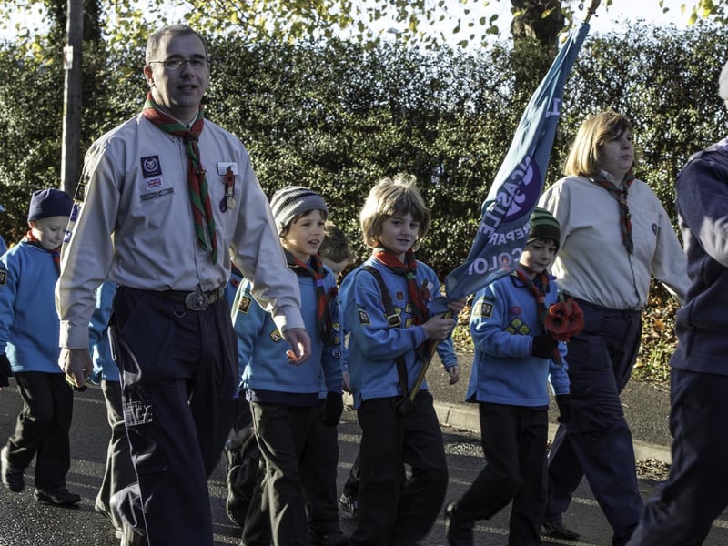 Horncastle Cub Scouts taking part in the Horncastle Remembrance Sunday parade.