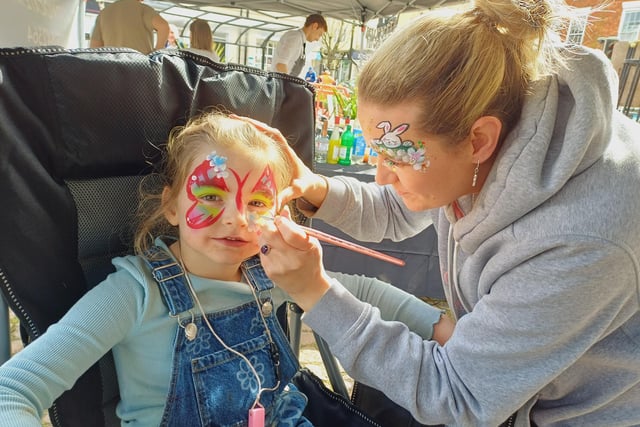 ​Evie Buttery (5) was one of the many children who had their face painted by Fiona from  Wow Factor Facepainting Lincoln