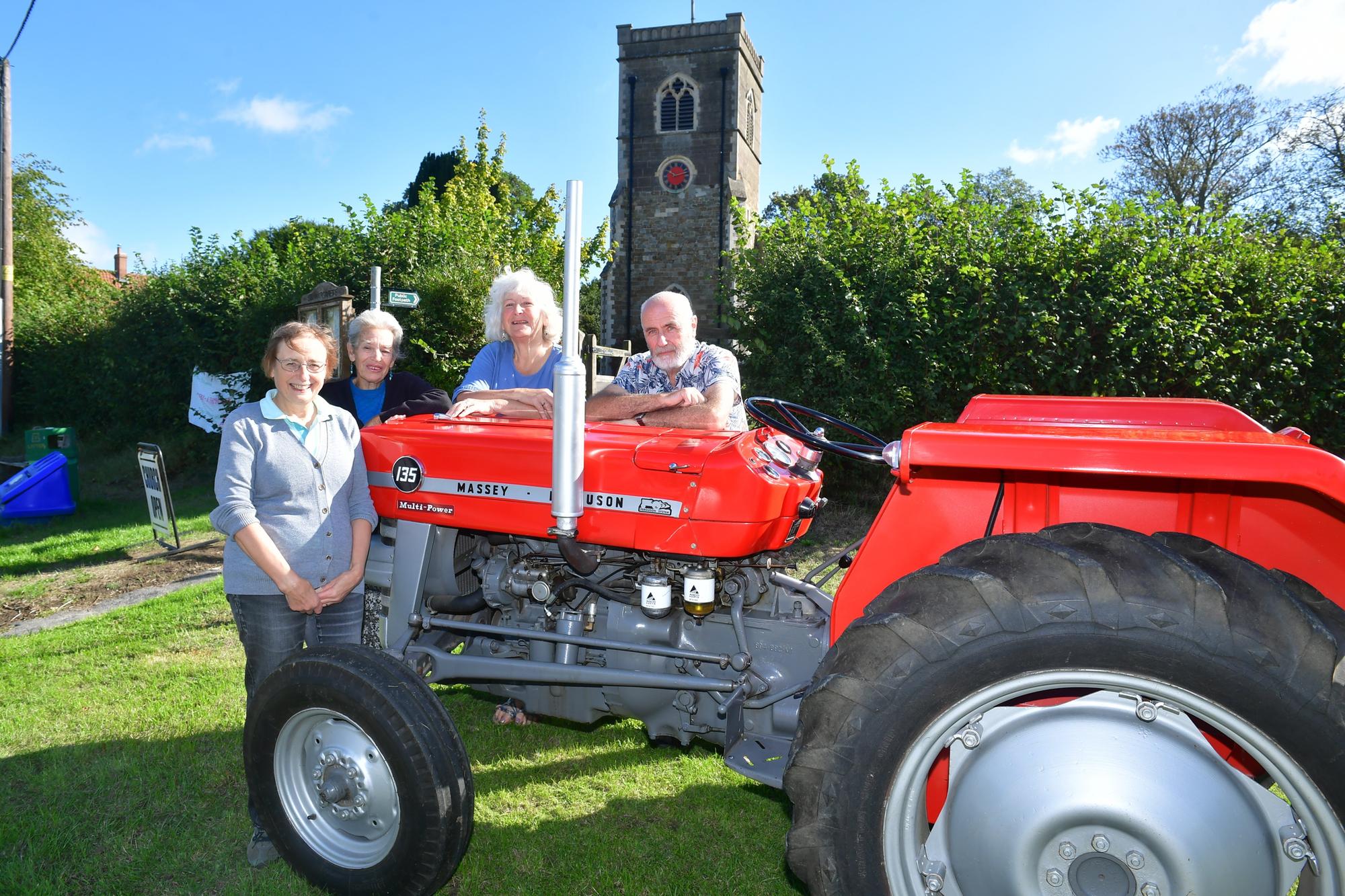 Open weekend at Hemingby church, which turned into a museum of bygone farming days. L-R Gillian Sach (organiser), Margaret Greenway, Alison Fairchild (organiser) and Julian Fairchild.