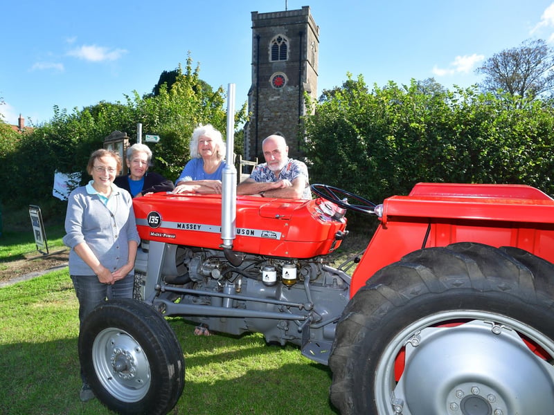 Open weekend at Hemingby church, which turned into a museum of bygone farming days. L-R Gillian Sach (organiser), Margaret Greenway, Alison Fairchild (organiser) and Julian Fairchild.