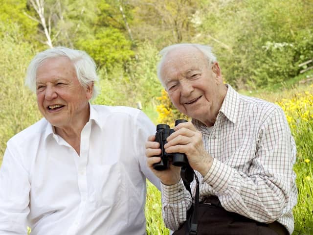 Trust founder Ted Smith (right) with David Attenborough. Credit: Tom Marshall_Lincolnshire Wildlife Trust