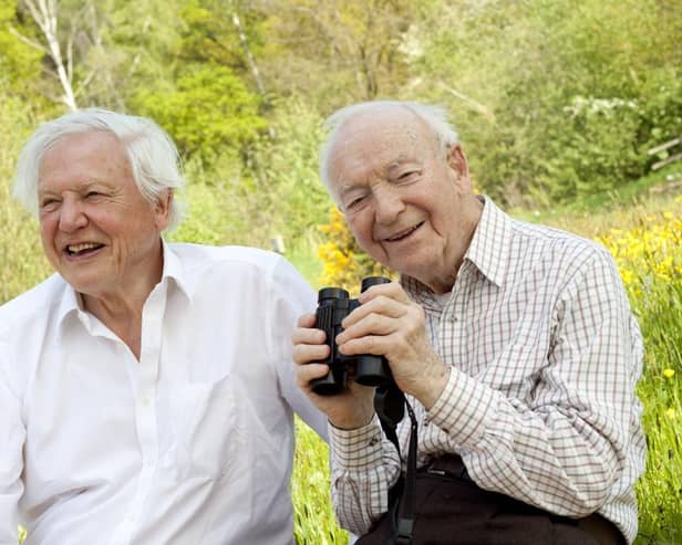 Trust founder Ted Smith (right) with David Attenborough. Credit: Tom Marshall_Lincolnshire Wildlife Trust