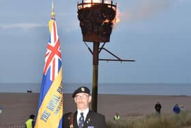 Kevin Woolley, Standard Bearer for the Skegness branch of the Royal Britrish Legion, at the beacon lighting.