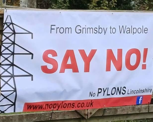 No Pylons Lincolnshire banners seen across the county.