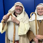 Shepherds at rehearsals of the Nativity Mime.