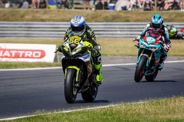 Katie powers out of Nelson Corner, Snetterton