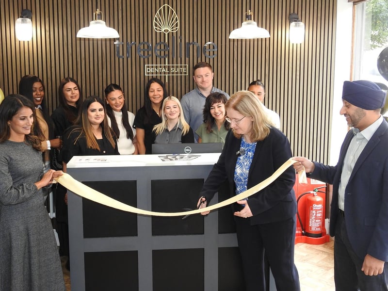 MP Dr Caroline Johnson cuts the ribbon on the official opening of Treeline Dental Suite in Sleaford.