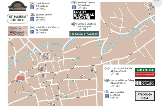 A location map for Louth Friendship Festival.