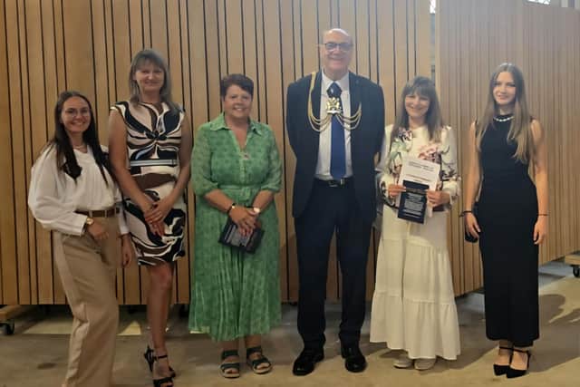 Boston Lithuanian Group representatives with the Mayor of Boston Coun Barrie Pierpoint after being nominated for a Boston Heroes Awards.