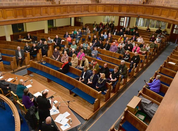 The public safety meeting was held at the Centenary Methodist Church in Boston on Friday evening.