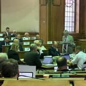 Coun Martin Hill delivering the budget for 2025/26. Photo: James Turner