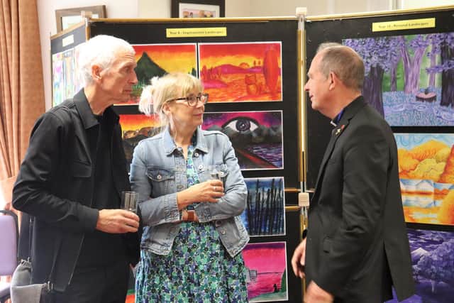 Students’ art work was on display as a background to the FoDa launch event. Image: De Aston