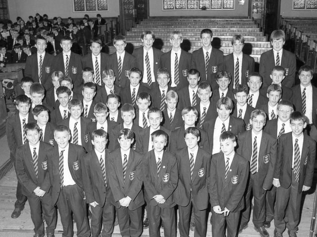 Prize-winners at Boston Grammar School in December 1999.