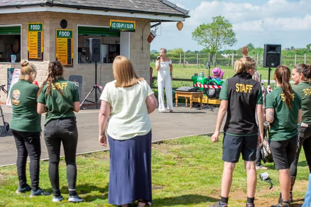 Sharna singing at Wolds Wildlife Park.